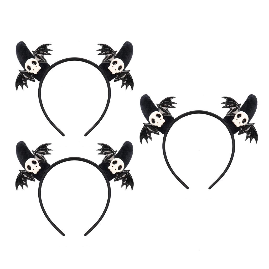 3pcs/set Halloween Devil Horns Headband with Bats - Funny Plastic Hair Accessories for Party Costume Unisex Headpiece