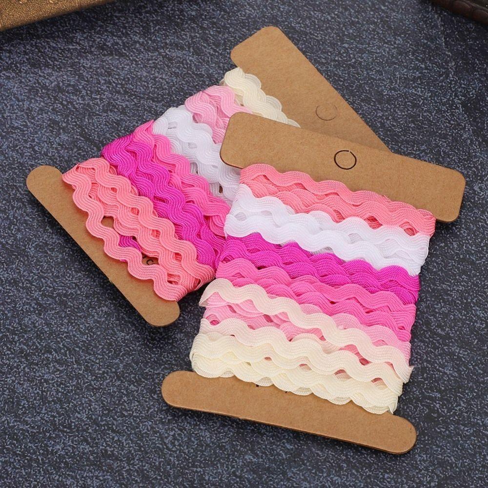 2pcs 8mm Width Wavy Lace Trim Color Ribbon Curved Belt Webbing Hand Made Rick Rack Trim For Sewing