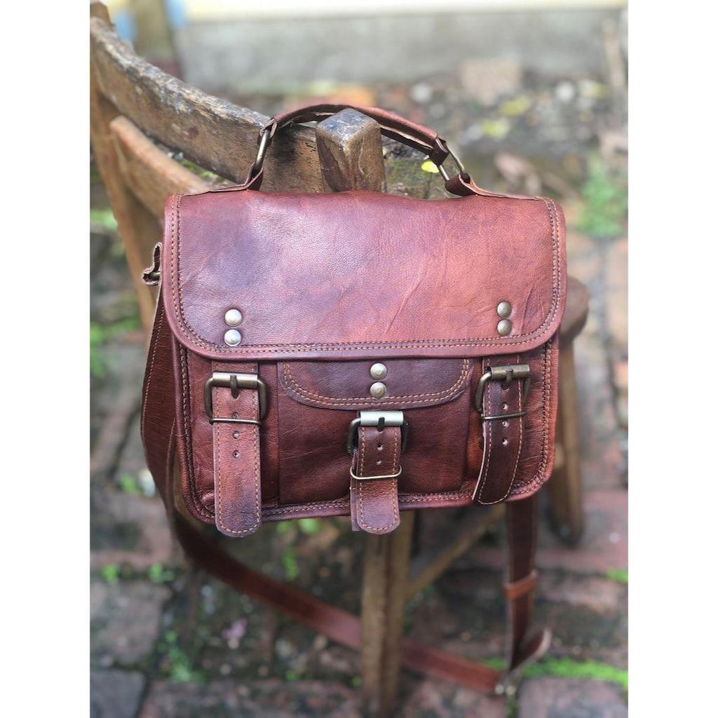 Маленькая кожаная сумка, детская сумка размером 7 x 9 дюймов с ручкой, кожаная сумка через плечо, маленькая кожаная сумка в традиционном стиле, симпатичная сумочка.