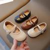 2024 New Girls Casual Shoes Shallow Versatile Soft Breatheable Simple Non-slip Fashion Children Leather Shoes Hook & Loop Korean