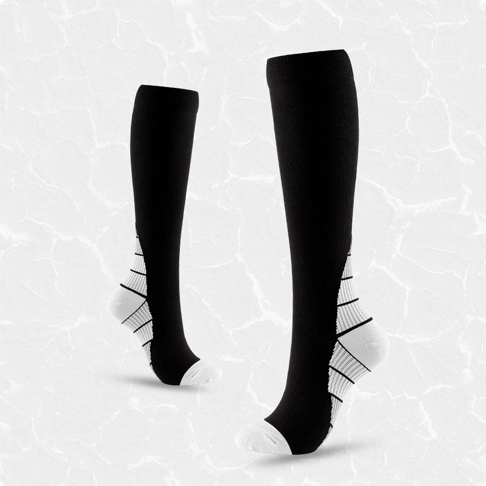 Двухцветный спортивный чулок до икры Простой и персонализированный длинный до колена Мужской и женский компрессионный носок для велоспорта