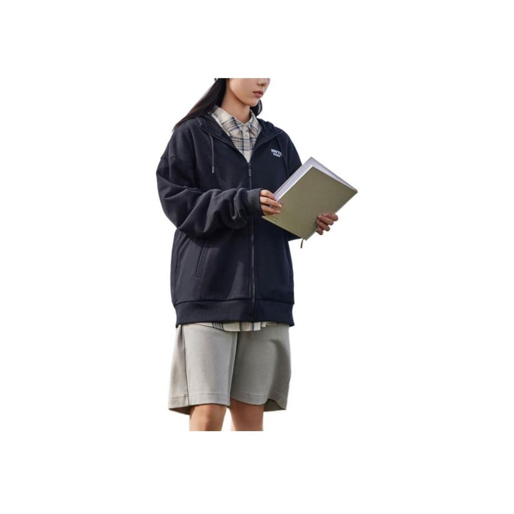 Anta Life Series Fw22 однотонная толстовка с капюшоном на молнии с логотипом, унисекс, черные 952238719-4