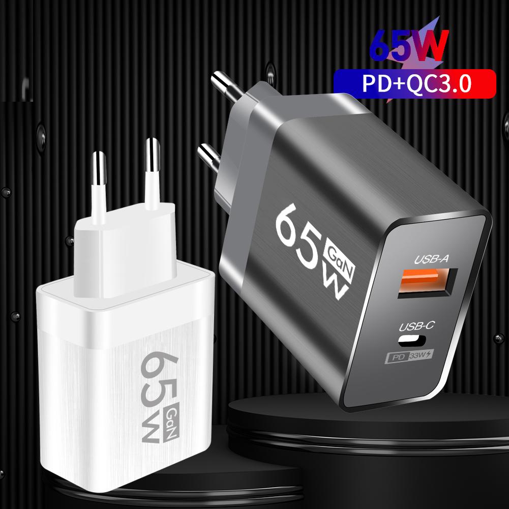 65W GaN USB C Charger Fast Charging Type C PD QC3.0 Quick Charge Mobile Phone Adapter for iPhone 14 15 Pro Xiaomi Redmi Oneplus