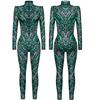 Animal Scales Peacock Feather Snake Skin Interesting Punk Gothic Women Sexy Halloween Slim Jumpsuit Cosplay Costume Bodysuit