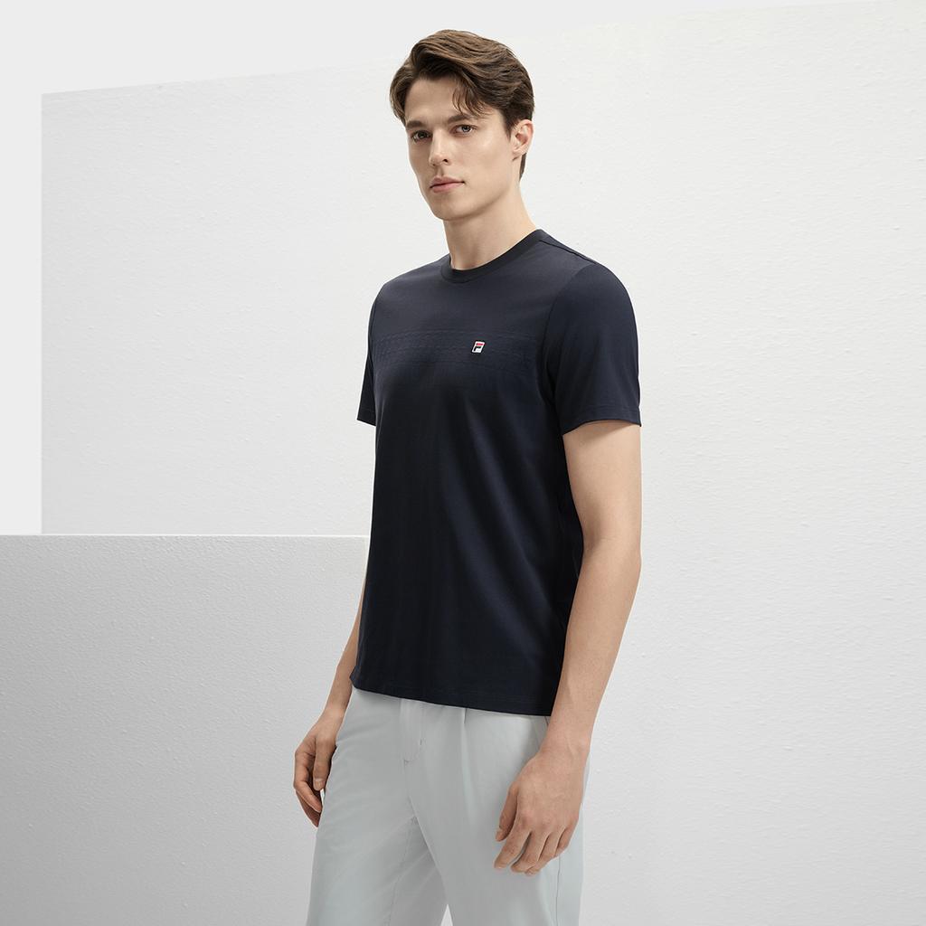 Fila Modern Heritage Simple Versatile Commuter Basic Short Sleeve T-Shirt Men Tops Legendary-Blue F11M431101FNV