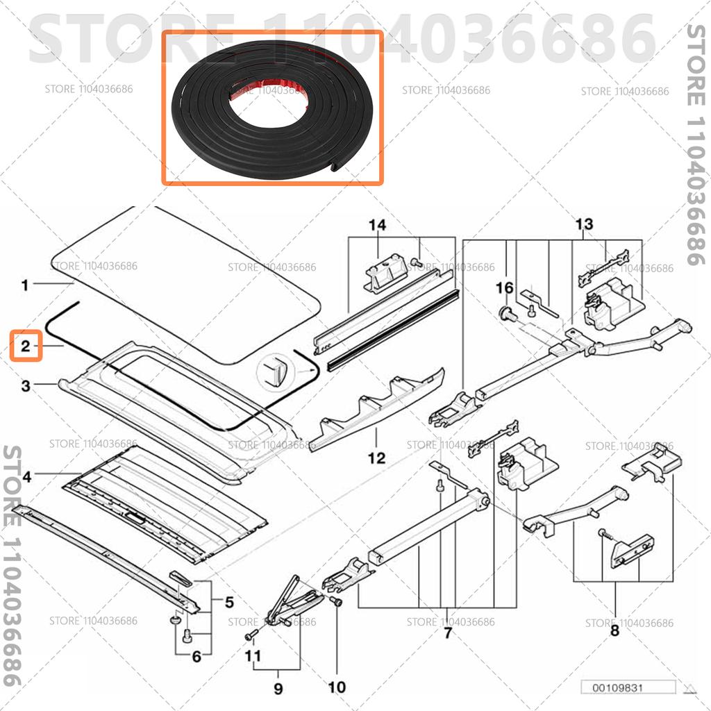 Для 1995-2025 E38 E39 E60 E65 E71 E90 F01 F10 F12 F16 F90 G11 G12 G30 BMW 5/7/X6 Серии Уплотнитель люка Длина 2980 мм 54107245551