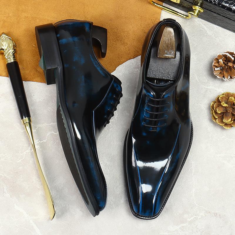 Мужские свадебные туфли-оксфорды для джентльменов, вечерние туфли из натуральной лакированной кожи, повседневные туфли с острым носком для мужчин