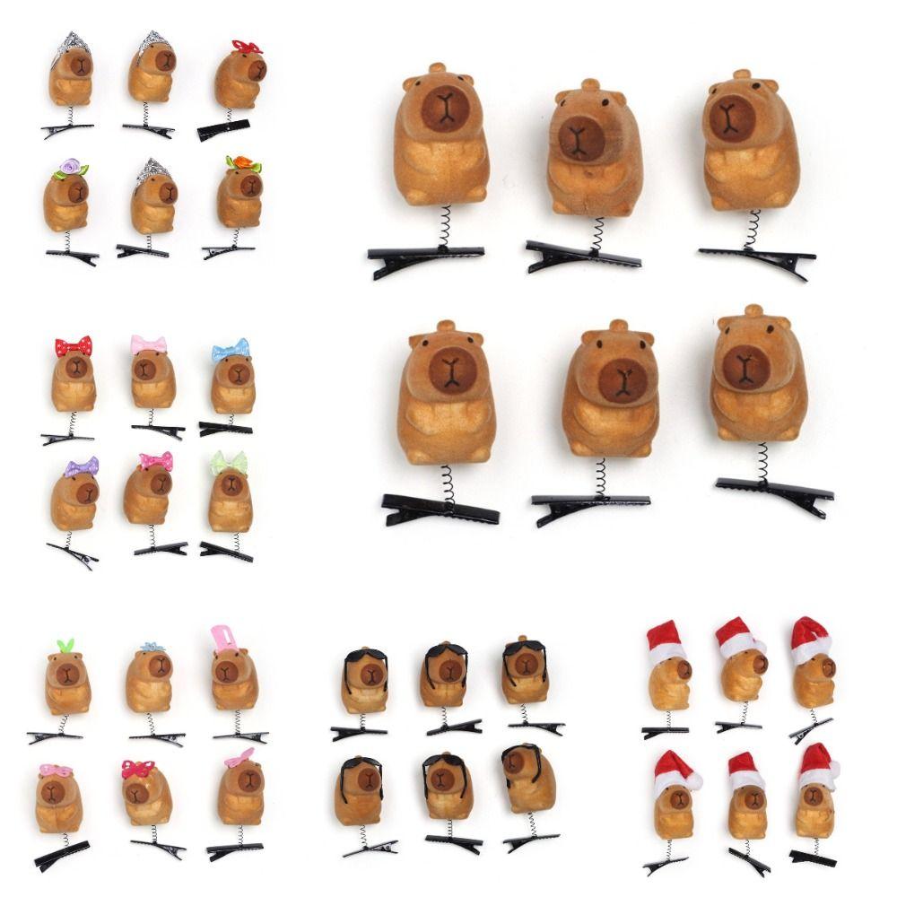 6pcs Cartoon Capybara Spring Hair Clip 3D Plush Duckbill Clip  New Year Gift