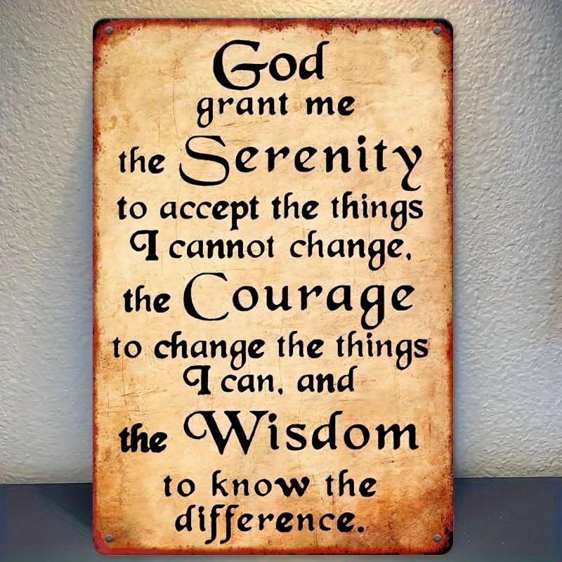 1 piece vintage metal sign - "God give me peace" prayer, 7.8x11.8 inches, farmhouse cop
