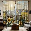 2pcs HD Sunflower Garden White Cloud Bison Decorative Curtain Yellow Tie Digital Printed Curtain Home Decoration Style Decora
