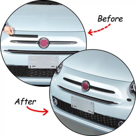 Carbon Fiber ABS Front Bumper Upper Grill Moulding Trim For Fiat 500 2016-2024