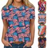 Women's Fashion Casual Independence Day Printed Round Neck Short Sleeve T-Shirt Top