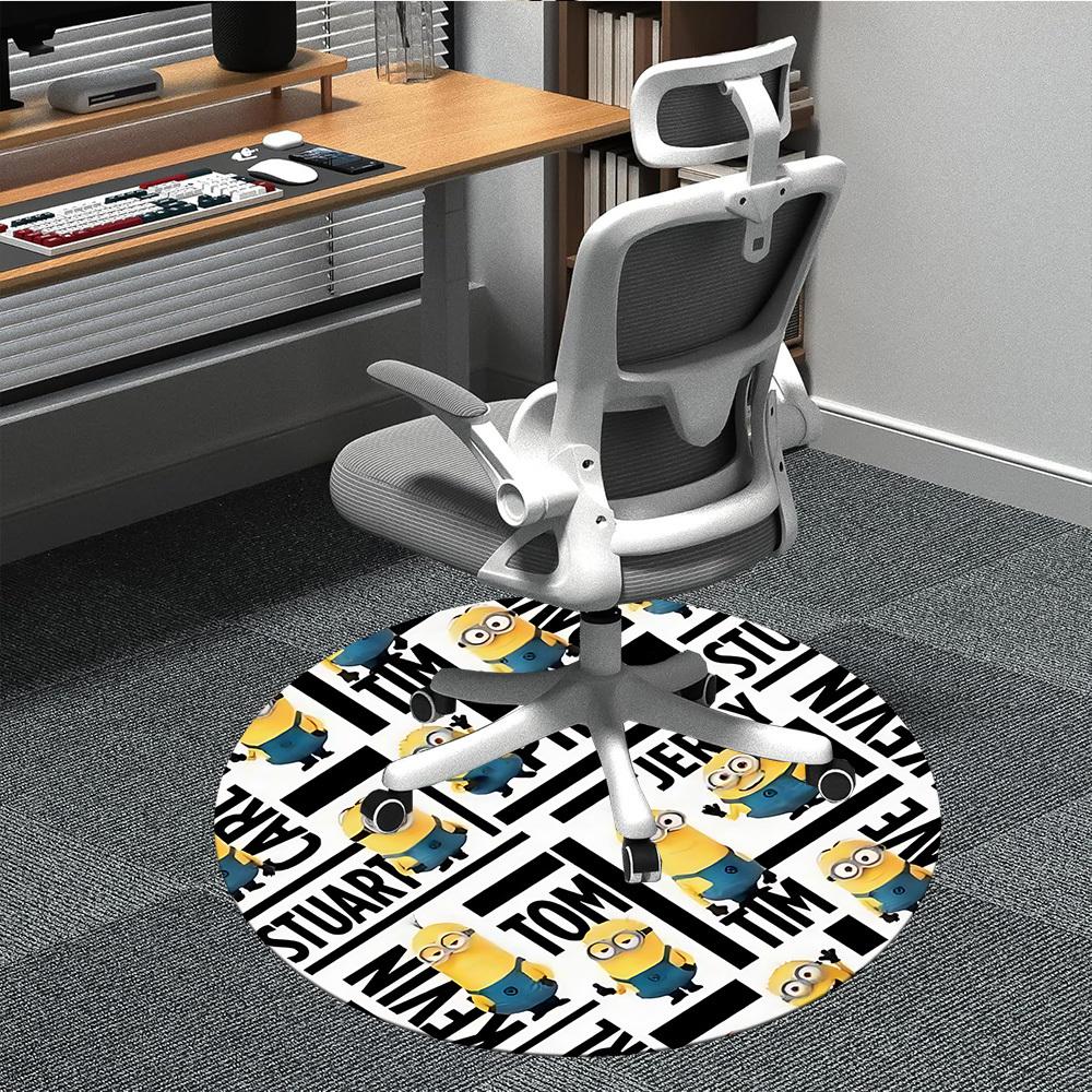 1PC Minions Characters Office Round Area Rug, Indoor Mat Suitable For Office, Under Office Chairs Bedroom Living Room Home Decor, Room Deco1101