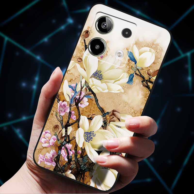 3D Цветочные тисненые чехлы для Redmi Note 13 Чехол Note13Pro 5G Мягкие силиконовые чехлы для телефона для Redmi Note 13 Pro Plus Задняя крышка Сумка