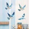 4Pcs/Set Wooden Blue Pigeon Wall Decoration Farmhouse Rustic Bird Wall Art Home Wall Hanging Ornament