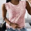 Women's Summer New Top Vest Lace Sleeveless Round Neck Versatile Shirt
