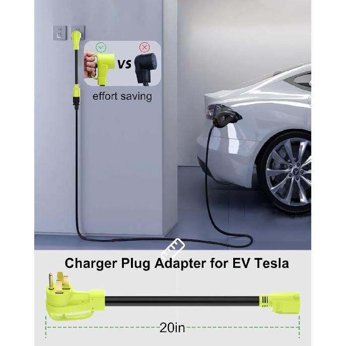 ETL Listed EV Plug Adapter For Tesla Motors/Gen 2, NEMA 14-50P Male To 6-20/15R Female Adapter With Grip Handle, 1.5FT Heavy Duty 50 Amp To 20 Amp