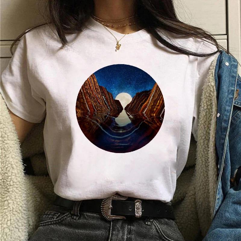 Forest Mountain женская футболка Модные летние футболки Женские футболки Футболки Y2K Топы Harajuku Белая повседневная женская футболка для девочек