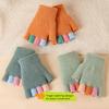 Детские вязаные перчатки Зимние перчатки без пальцев Мягкие цветные блоки Теплые наручные перчатки для мальчиков и девочек Для использования в помещении и на улице