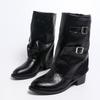 Fashion Block Heel Platform Belt Buckle Mid-leg Boots for Women's Autumn and Winter New Pointed Toe Versatile