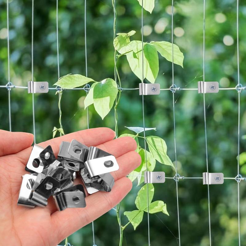 R-type Livestock Cable Clamps Stainless Steel Fence Wire Clamp Garden Fence Mounting Metal Clips Fixing Fastener with Screws