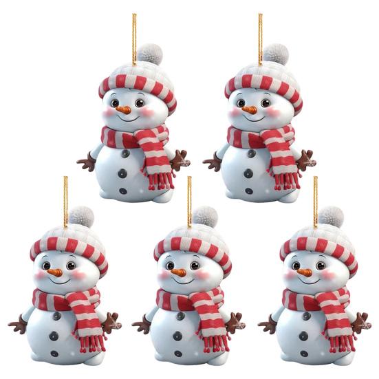 Yousheng 5 шт. Рождественский снеговик, украшение 2D, плоский акриловый снеговик, подвесное украшение, мультяшный снеговик, подвеска для рождественской елки, каминная дверь, декор