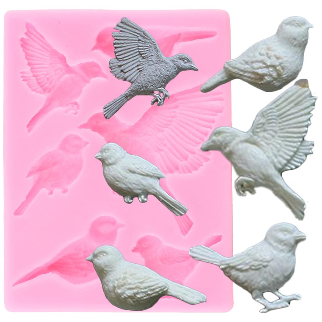 Силиконовые формы с милыми птицами, форма для помадки, сделай сам, украшения торта, форма для шоколадной мастики, кекс, топпер, конфеты, смоляные глиняные формы