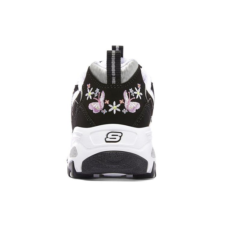 Skechers DLites 1.0 Кружево Медведь Ткань Модные уличные низкие папины кроссовки Женская кроссовка Белый Черный 149466-BKW