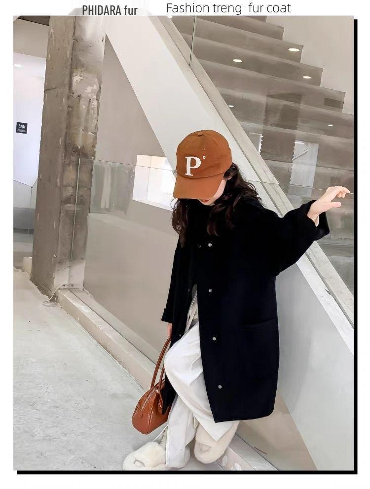 Пальто из шерсти и кашемира для девочек в корейском стиле - Толстое, средней длины, Модное