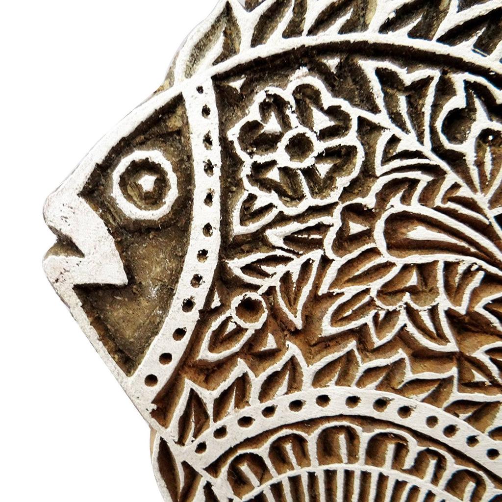 Текстильная печать на деревянных блоках ручной работы на тканевой штампованной рыбе Дизайн изобразительного искусства