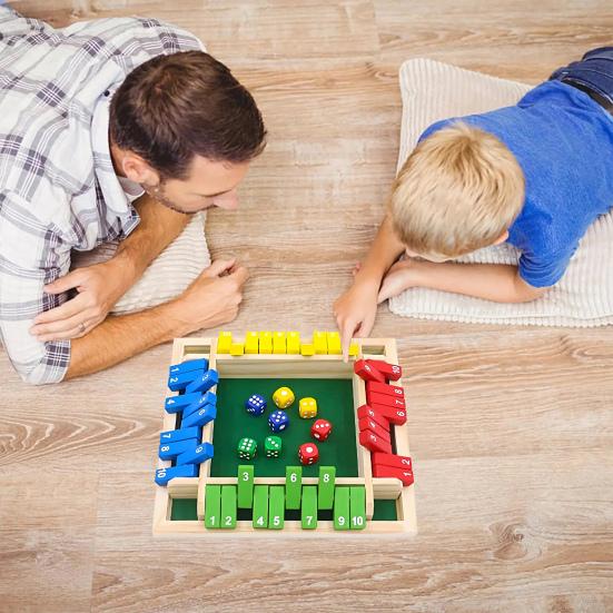 Настольная игра Shut The Box Обучающая игра в кости Стратегическая игра 2-4 игрока Дети Взрослые Семейный вечер Вечеринка Интерактивная деревянная игрушка Закрой коробку