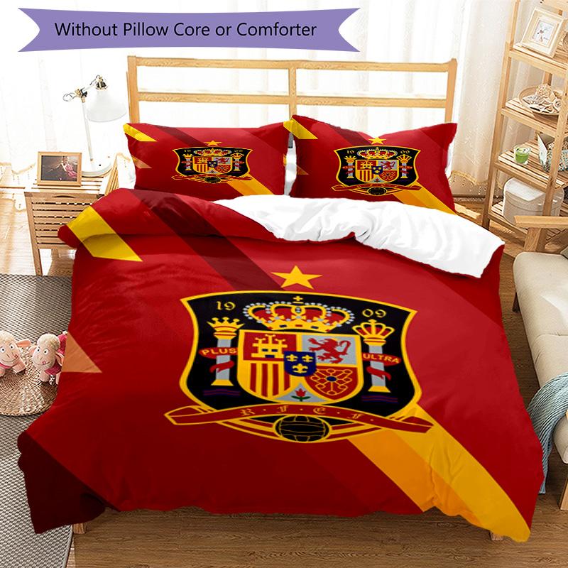 Spain's Royal Emblem Printed Pattern Duvet Cover Set – includes 1 duvet cover and 2 matching pillowcases Bedroom decor Christmas gifts