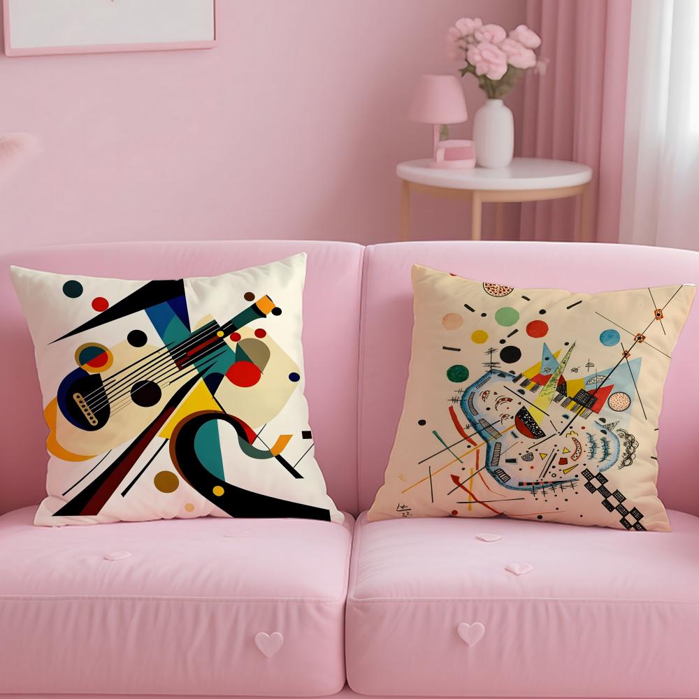 Hot Wwassily Kandinskyer Cushion Cover Soft EasyWash Pillow Case Versatile for Couch Bed Travel and Office