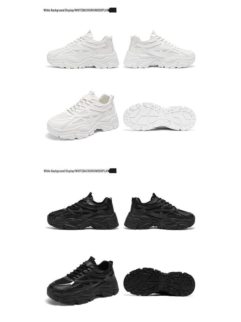 Весенние мужские дышащие белые сетчатые кроссовки - Модные повседневные кроссовки на толстой подошве для папы