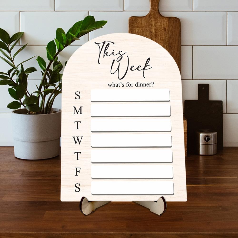 Kitchen Message Board Magnetic Fridge Meal Planner Wood with Pen Weekly Food Menu Board Meal Prep Board Dinning Tale