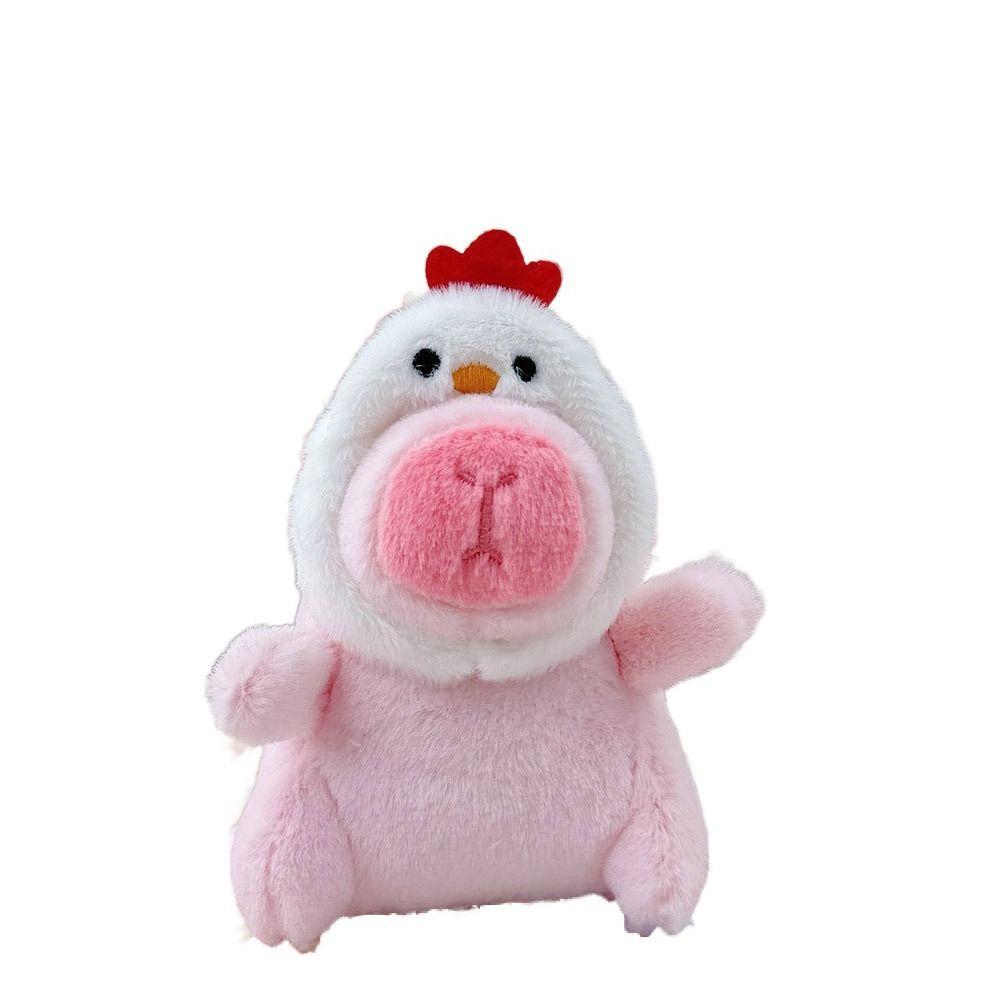 Pink Plush Capybara Doll Toy Stuffed Animals Keychain Pendant Car Ornament Bag Decoration Cartoon Capybara Doll Birthday Gift
