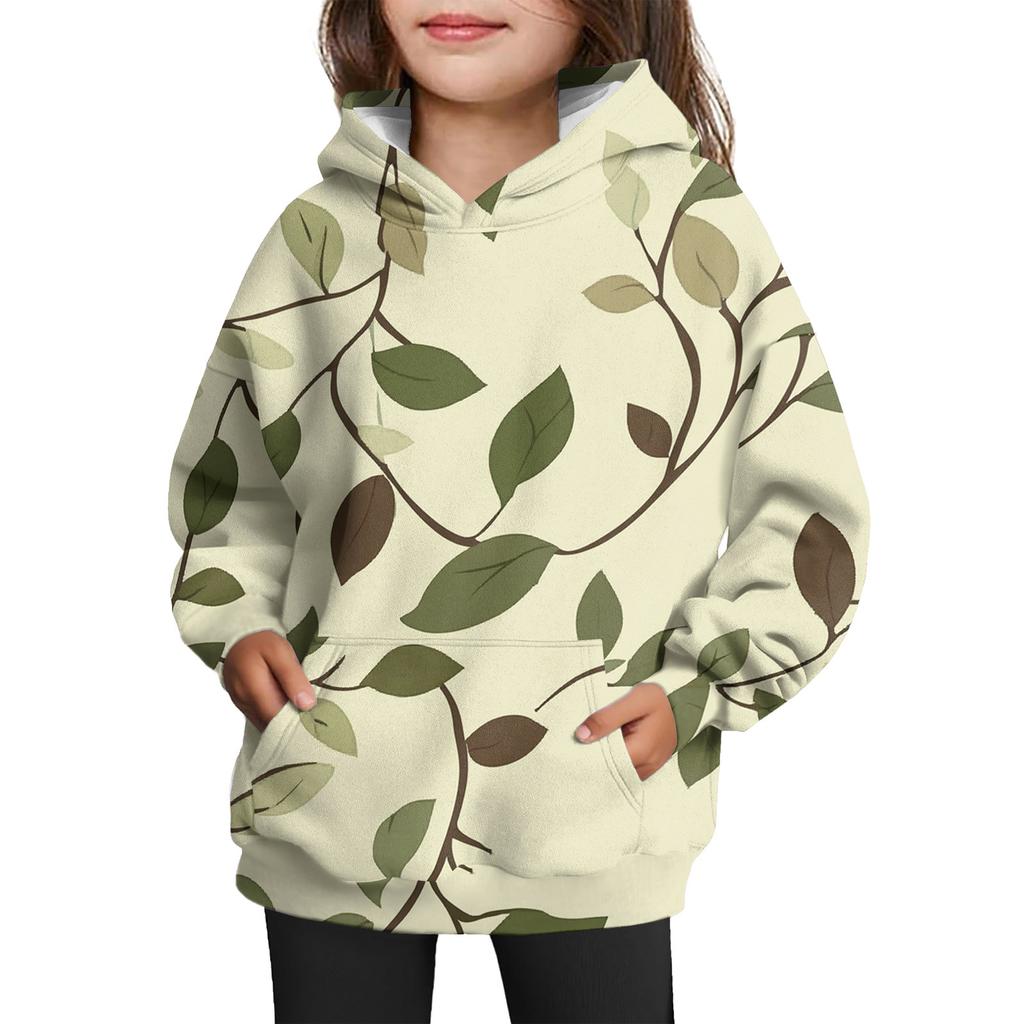 Girls' Hooded Tie- Sweatshirt - Pullover Print Top