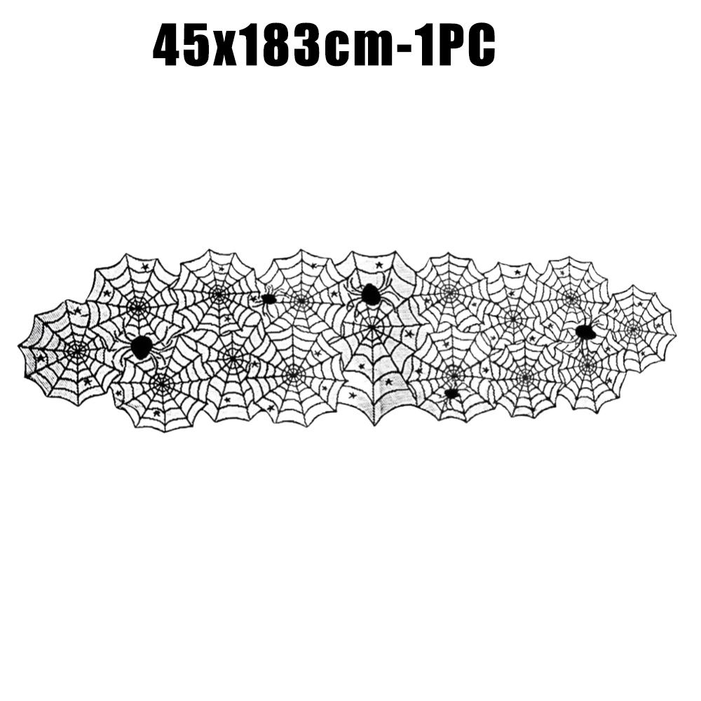 Хэллоуин Черная кружевная скатерть Паутина Чехол LuoluoHouse Элегантный Ужас Маскарадная вечеринка Страшная Ночь кино Декор стола