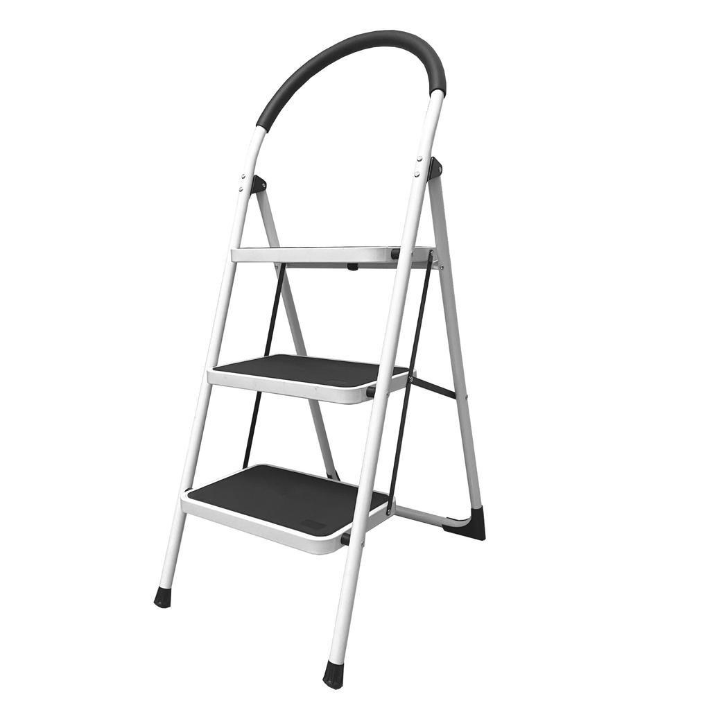 Escalera Plegable Acero Antideslizante 3 Peldaños 118x48x68 cm Nyana Home | Asa Ergonómica | Máxima Estabilidad