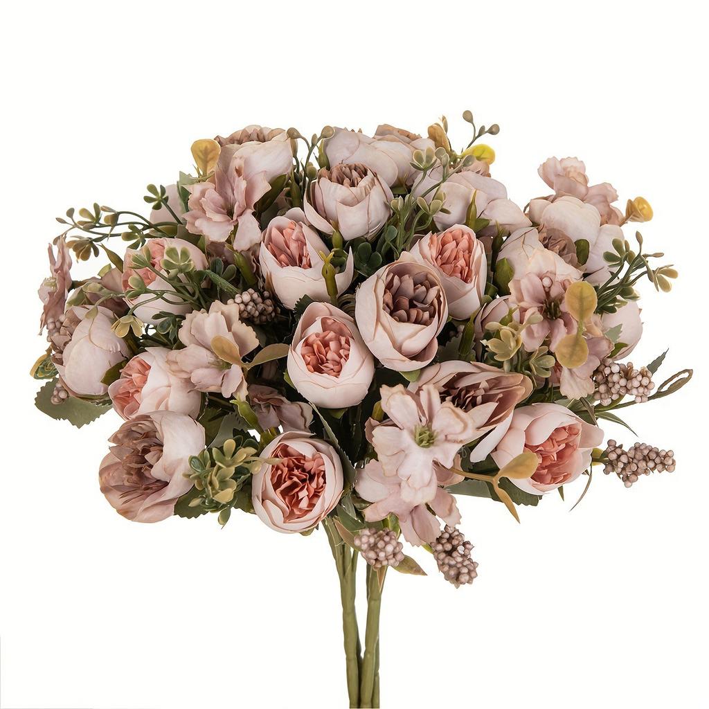 Шелковые Искусственные Цветы Чайные бутоны Розы пион Декор Свадебная стена Свадебные букеты Домашние наполнители для ваз Садовая вечеринка Милые украшения