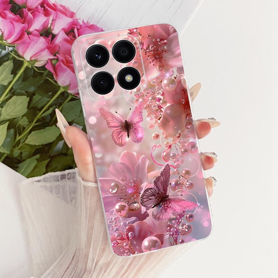 For Honor X8a 4G Case Transparent Cute Cat Fashion Butterfly Funny Painted Casing CRT-LX1 CRT-LX2 CRT-LX3