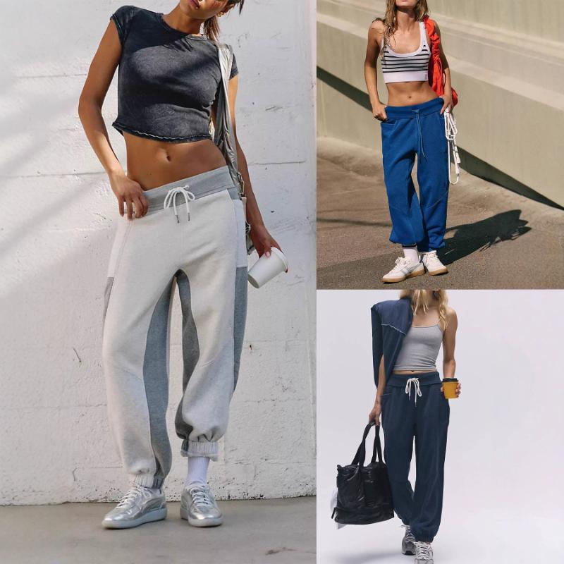 2025 New Stitched Casual Women's Sports Pants Elastic Waist Sweatpants Women