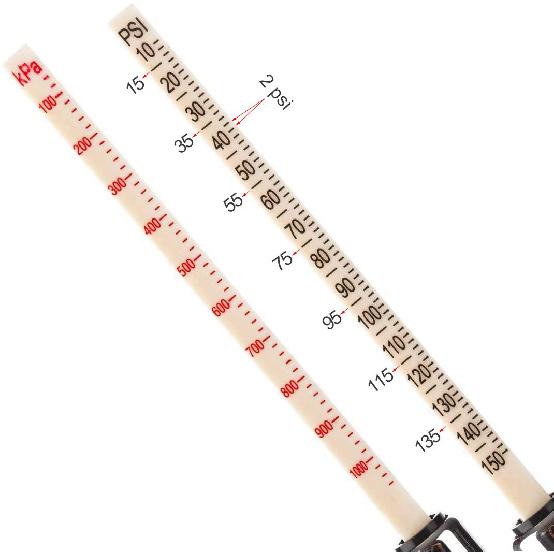 CZC AUTO Tire Pressure Gauge, Straight-on Foot Dual Head Chucks Auto Service Gage, Heavy Duty Air Gauge 10-150PSI 100-1000KPa for Car Truck RV Van (1