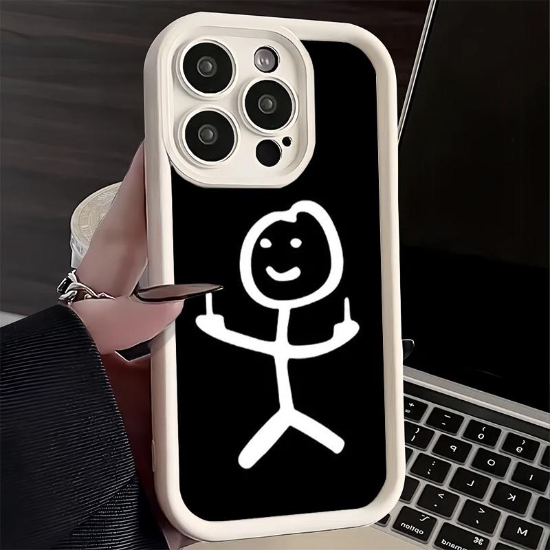 Чехол для телефона iPhone 17 Air 16E 15 16 Pro Max Смешной Стикермен Человек-спичка Чехол 14 Plus 13 12 Mini Мягкий Силиконовый Fundas