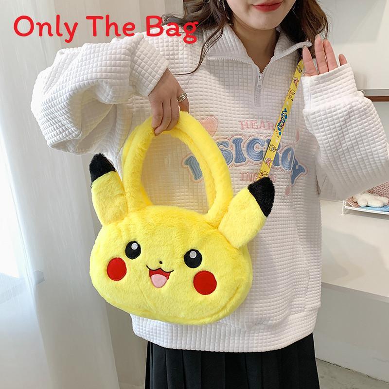 Pikachu Plush Animal Bag For Kids Street Style Soft Material With Zipper Closure For Casual Use