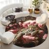 Роскошные напольные коврики круглые с розовым леопардовым узором, кухонный коврик-дорожка для прихожей, мягкий ковер для спальни и гостиной, нескользящий коврик для зонирования