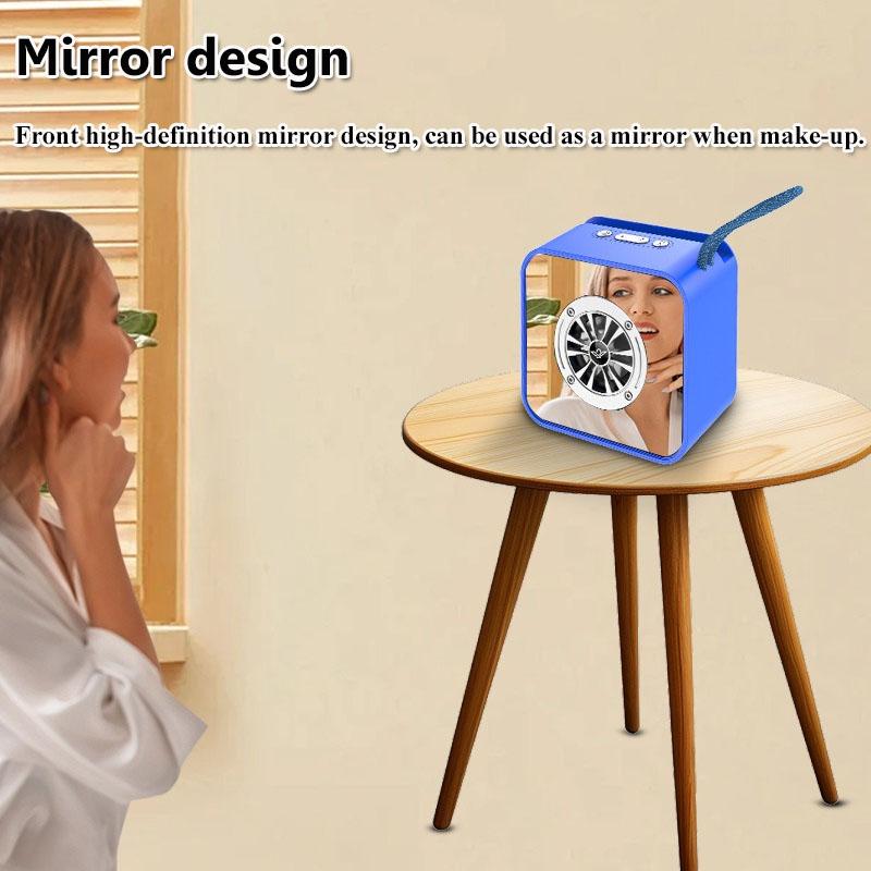 Mini Mirror Bluetooth Speaker Wireless Outdoor Heavy Bass Soundbar RGB Atmosphere Light MP3 Music Player with TF Card USB Slot