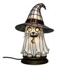 Witch Hat Lamp Stained Witch Hat LED Light Halloween Table Lamp with Warm Glow
