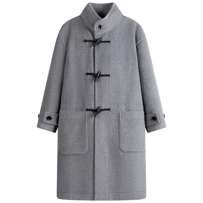 NVG·YOUNG Men's Winter Wool Blend Long Stand Collar Toggle Coat