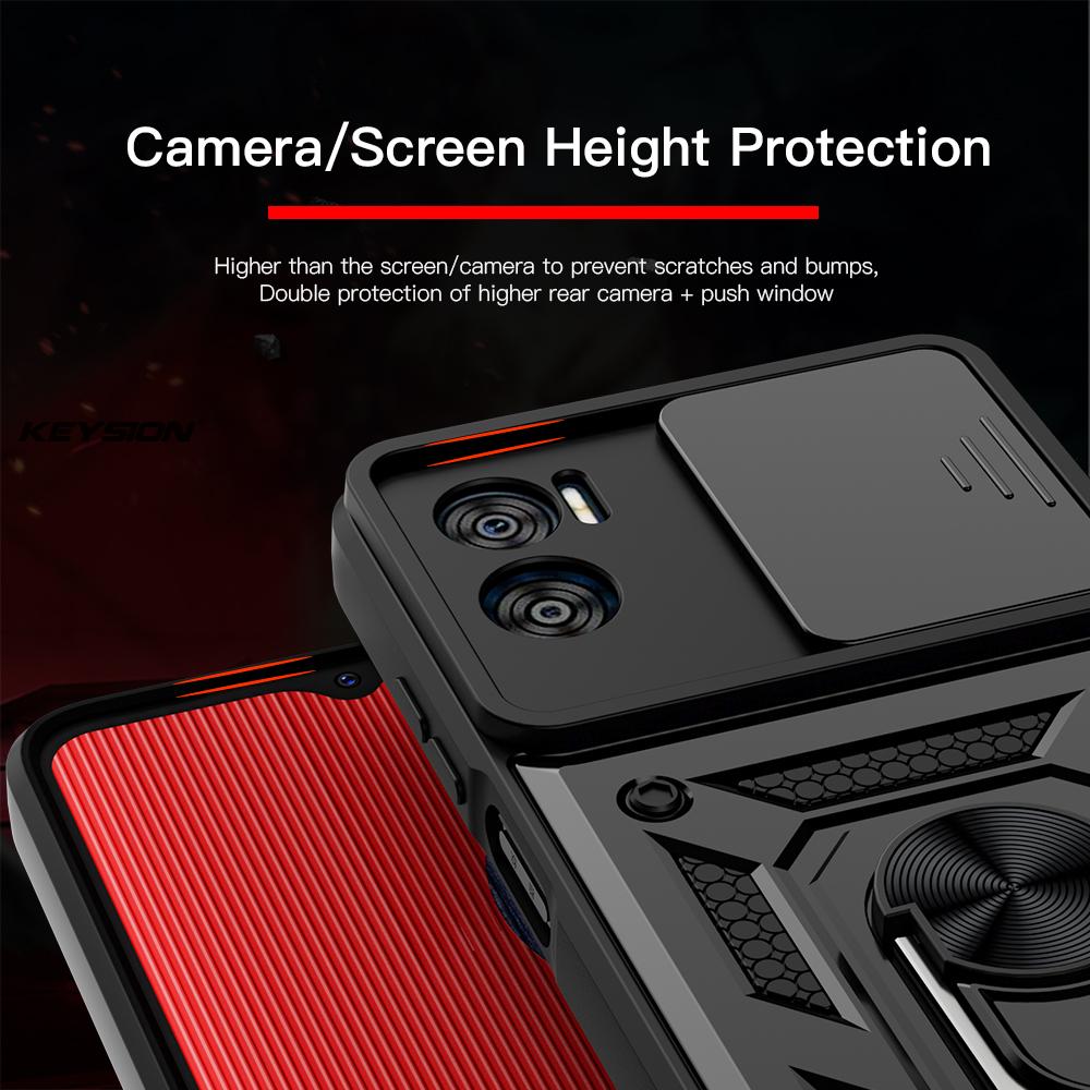 Противоударный защитный чехол для Motorola MOTO E22 E22i E13 4G, защита объектива слайд-камеры, магнитное кольцо-держатель, задняя крышка телефона для MOTO G53 G73 G13 G23